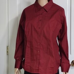 Wine Colored Button-Up Shirt